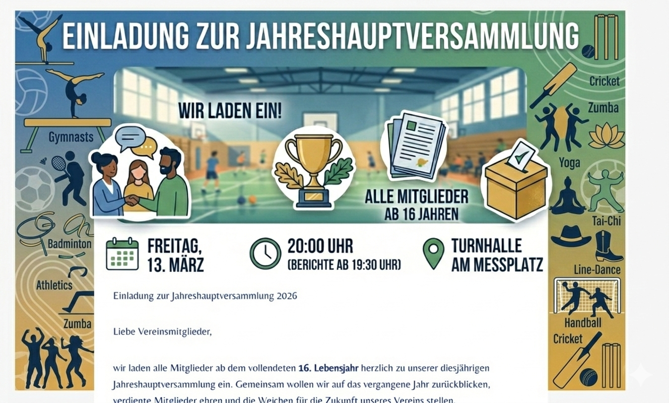 Einladung zur Jahrenshauptversammlung am 13.03.2026
