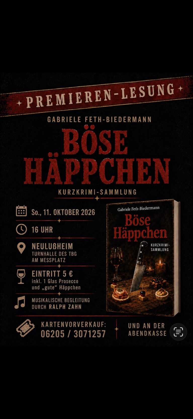 Böse Häppchen – Buchlesung unser Trainerin Gabriele Feth-Biedermann.